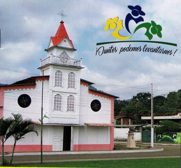 Templo católico en la plaza central de Quiroga, Parroquia Rural del Cantón Bolívar. Manabí, Ecuador.