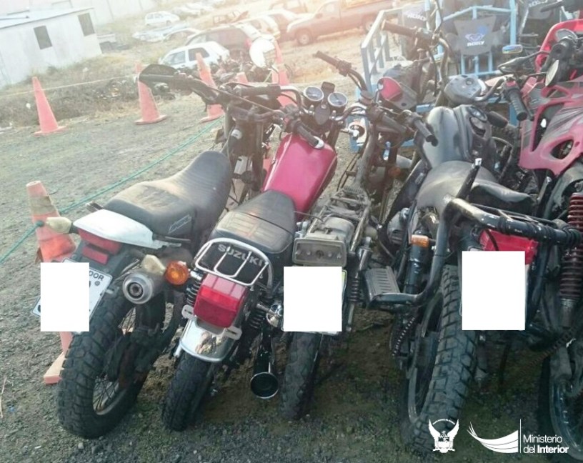 Motocicletas recuperadas por la Policía nacional en Manta. Manabí, Ecuador.