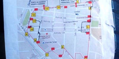 Plano de la "zona cero" devastada en Tarqui, Manta. Manabí, Ecuador.