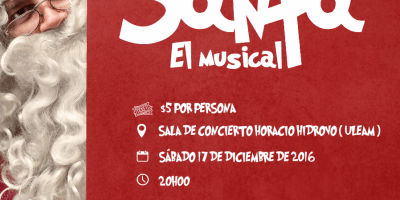 Cartel promocional de la presentación en Manta de la obra teatral Buscando a Santa. Manabí, Ecuador.