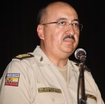 Gral. Milton Zárate, jefe del Estado Mayor de la Policía nacional, durante un relevo de mando en Ciudad Alfaro de Montecristi. Manabí, Ecuador.