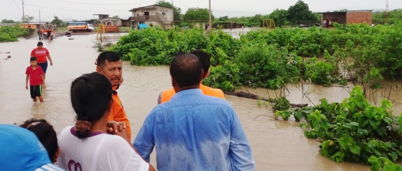 Inundación en un sitio del Cantón Montecristi. Manabí, Ecuador.
