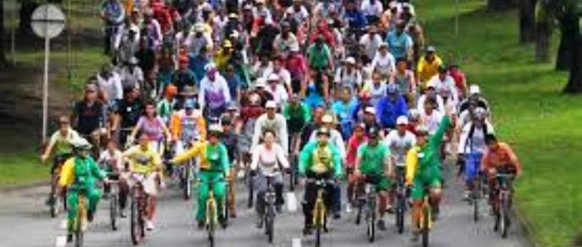 Ciclistas en paseo colectivo.