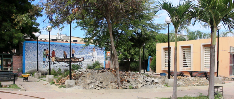 Parque Cristo Rey de Manta, en reconstrucción. Manabí, Ecuador.