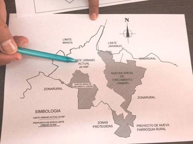 Plano de la zona urbana del Cantón Montecristi. Manabí, Ecuador.