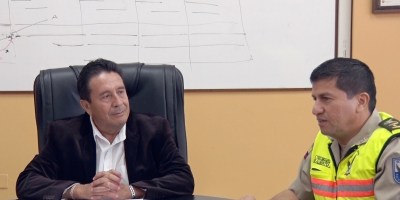 Miguel Camino, rector de ULEAM, y Luis Chica jefe policial en Manta. Manabí, Ecuador.