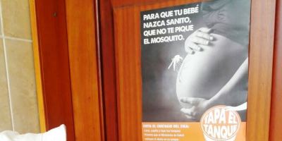 Cartel publicitario para prevenir enfermedades virales en mujeres embarazadas. Manabí, Ecuador.