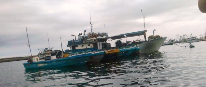 Embarcaciones pesqueras retenidas en el puerto de Manta, por transportar combustible ilegalmente. Manabí, Ecuador.