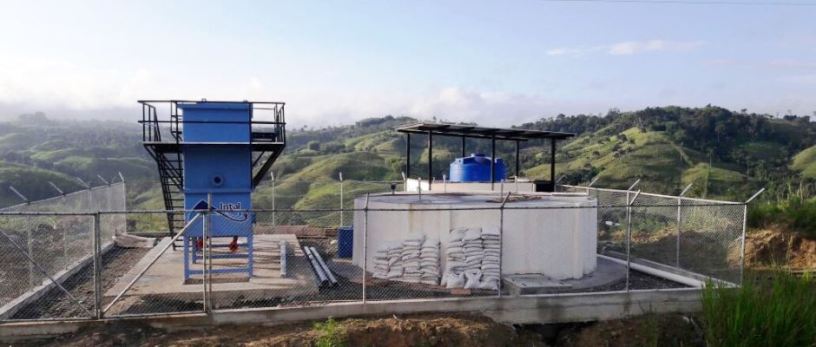 Vista general de la planta de agua potable de la Parroquia Chibunga, Chone. Manabí, Ecuador.