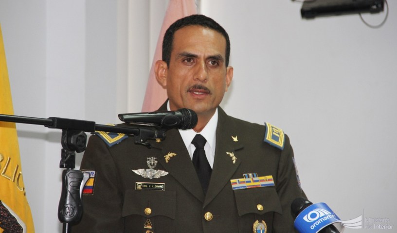 Coronel de Policía Víctor Hugo Zárate, comandante del Distrito Manta. Manabí, Ecuador.