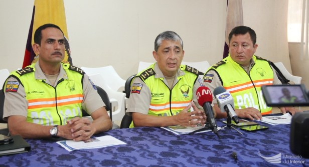 Comandantes de Policía informan de la Operación Saturno desarrollada en Manta. Manabí, Ecuador.