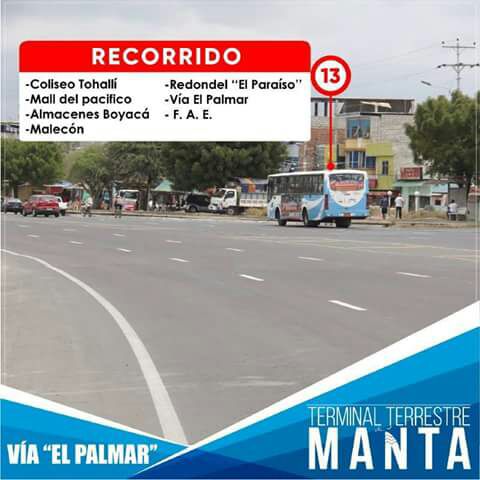 Recorrido autobuses línea 13, Manta