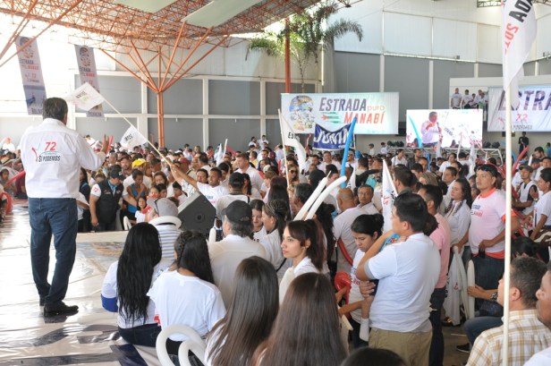 Aspecto de la primera convención provincial del Movimiento Político Sí Podemos, en la ciudad de Portoviejo. Manabí, Ecuador.