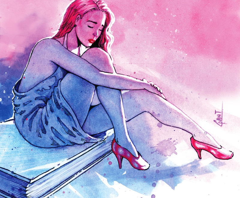 Recreación artística de una mujer atormentada por el amor incomprendido.