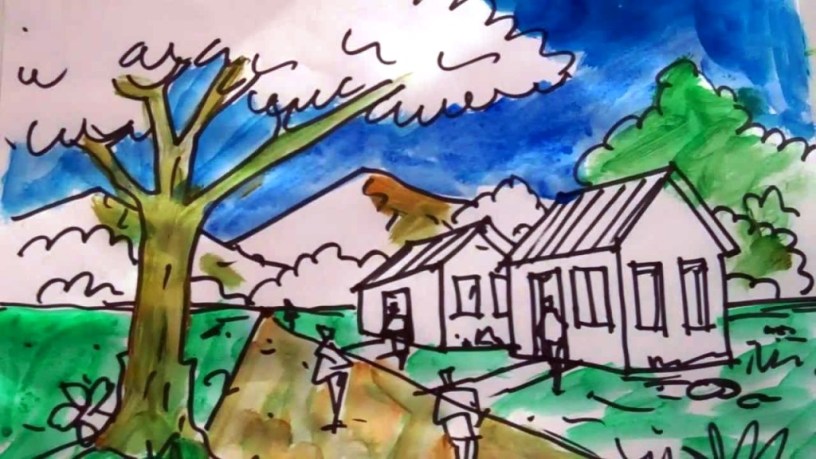 Dibujo con una perspectiva rural. Autor: David Sosa. Tomado del banco de imágenes de Google.