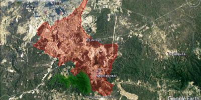 Mapa que señala el área de la reciente expansión de la ciudad de Montecristi. Manabí, Ecuador.
