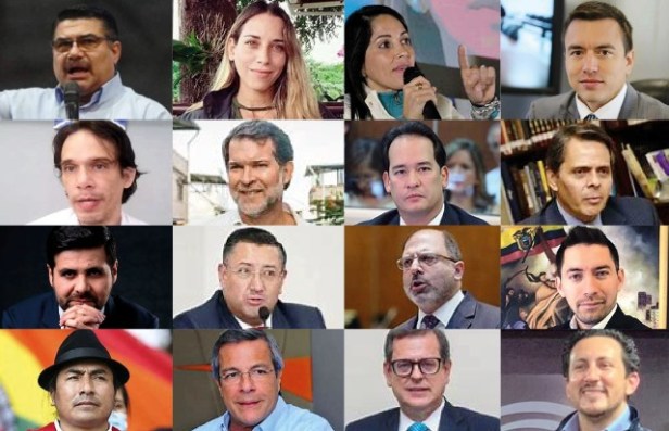 Los 16 aspirantes presidenciales de Ecuador 2025-2029. / FOTO: GGT