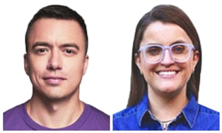 Binomio presidencial ecuatoriano 2025 del Movimiento Acción Democrática. / FOTO: CNE / Quito