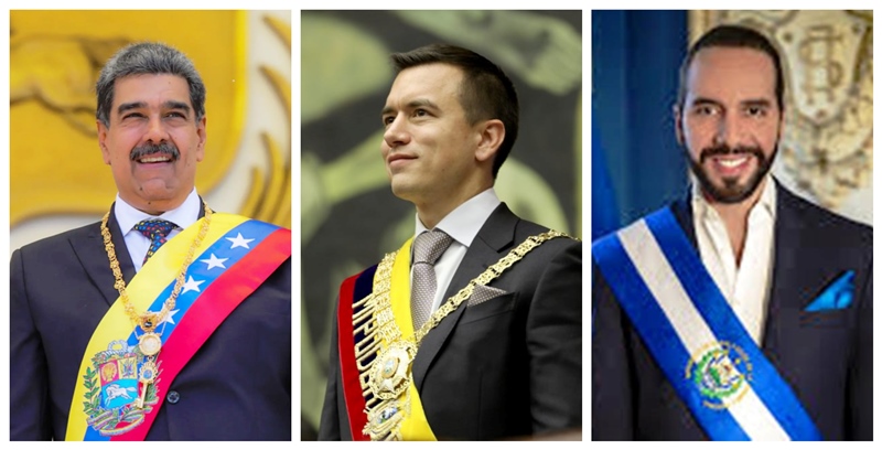 Nicolás Maduro, Daniel Noboa y Nayib Bukele. Contraste de modelos de gobierno.