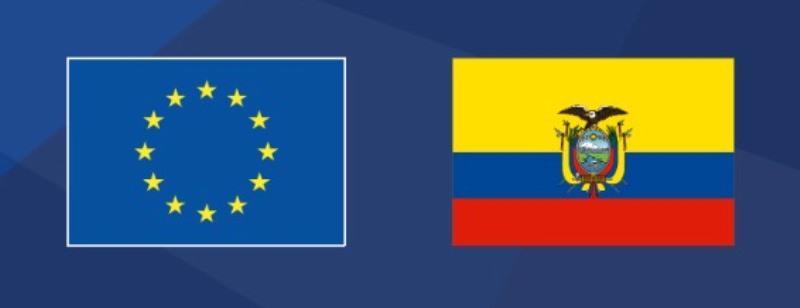 Banderas de Europa y Ecuador. / FOTO: UE Quito