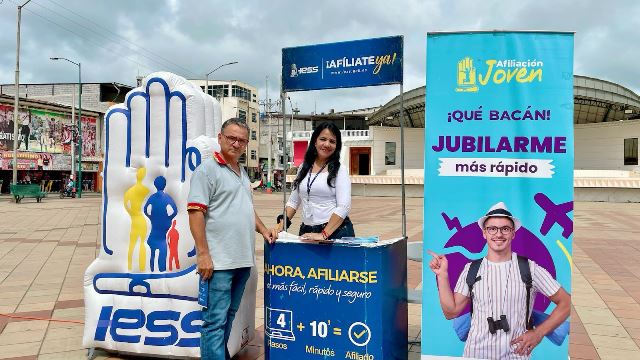 Afiliación masiva al IESS en Manabí. Stand promocional. / FOTO: IESS Manabí, Portoviejo