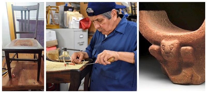 Silla de Lennon, Danny Rivera y una silla manteña. / FOTOS: Proporcionadas por Vladimir Zambrano Galarza / Nueva York