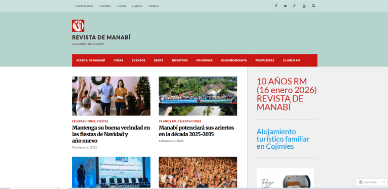 Vista parcial página de inicio REVISTA DE MANABÍ en línea. / FUENTE: RM / Manta