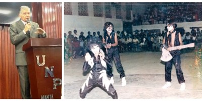 José Risco Intriago y el grupo de música juvenil KISS de la ciudad de Manta. / FOTO cortesía de Vladimir Zambrano Galarza