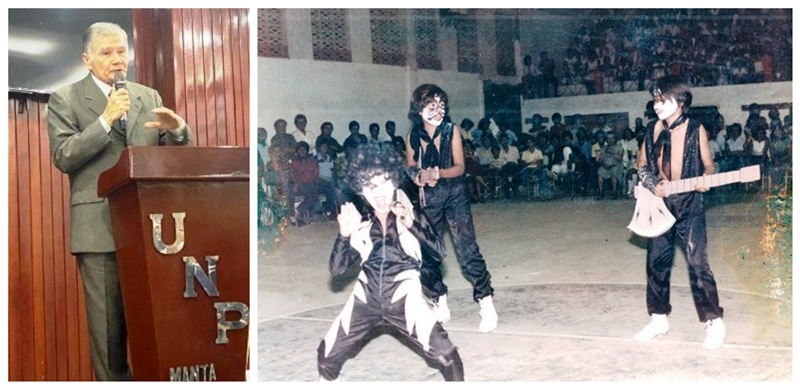 José Risco Intriago y el grupo de música juvenil KISS de la ciudad de Manta. / FOTO cortesía de Vladimir Zambrano Galarza