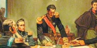Recreación artística de la proclama quiteña que llevó a la indepedencia ecuatoriana que así se libraría del dominio colonialista español.