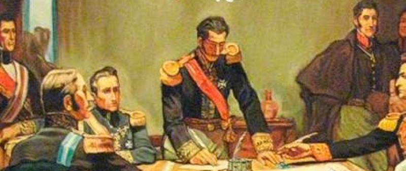 Recreación artística de la proclama quiteña que llevó a la indepedencia ecuatoriana que así se libraría del dominio colonialista español.